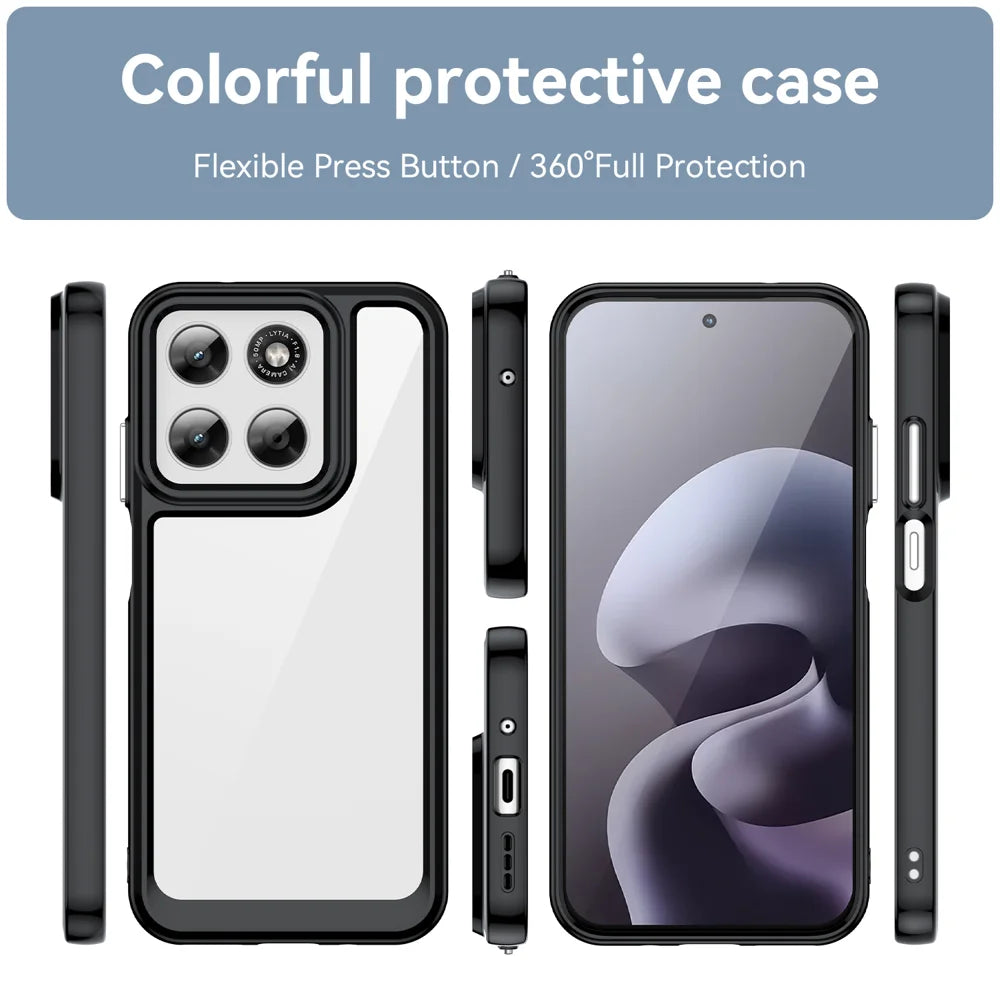 WANLONFENG Phone Case for Motorola Moto G87 5G / G77 5G / G67 5G XC Series TPU Acrylic Cover with Tempered Glass (Big Lens Hole) - Black - 3
