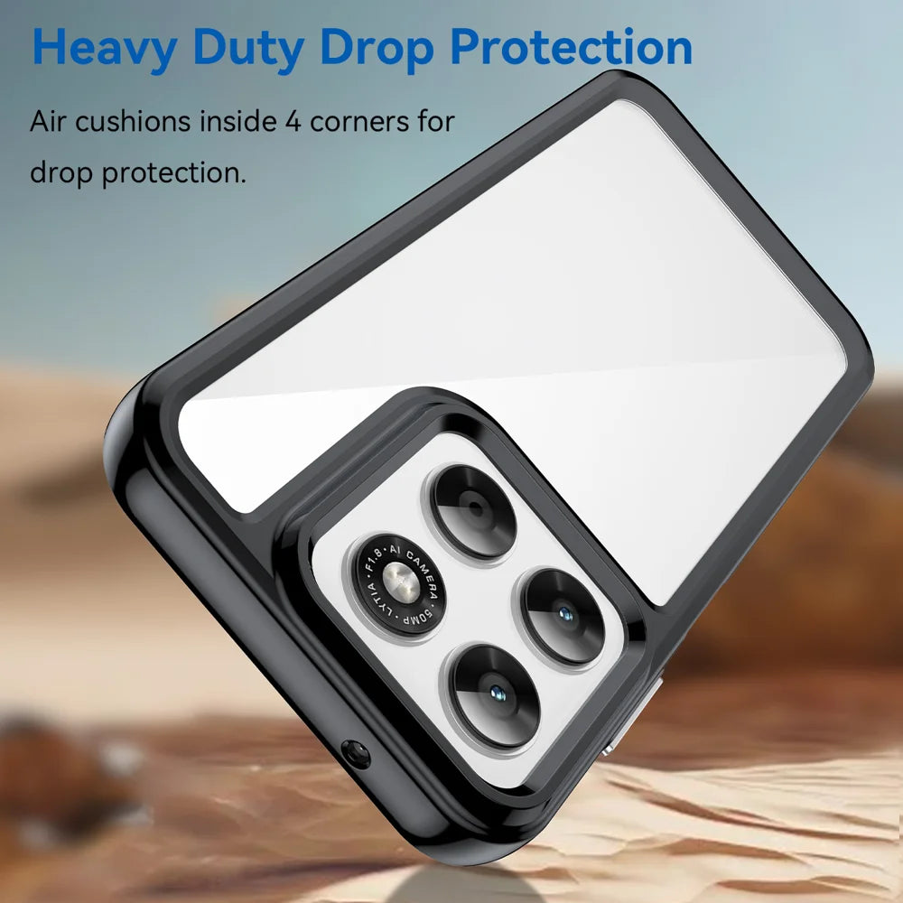 WANLONFENG Phone Case for Motorola Moto G87 5G / G77 5G / G67 5G XC Series TPU Acrylic Cover with Tempered Glass (Big Lens Hole) - Black - 4