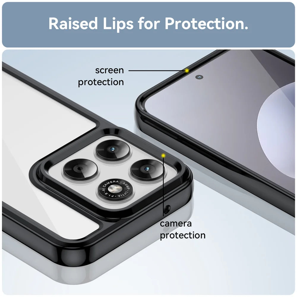 WANLONFENG Phone Case for Motorola Moto G87 5G / G77 5G / G67 5G XC Series TPU Acrylic Cover with Tempered Glass (Big Lens Hole) - Black - 7