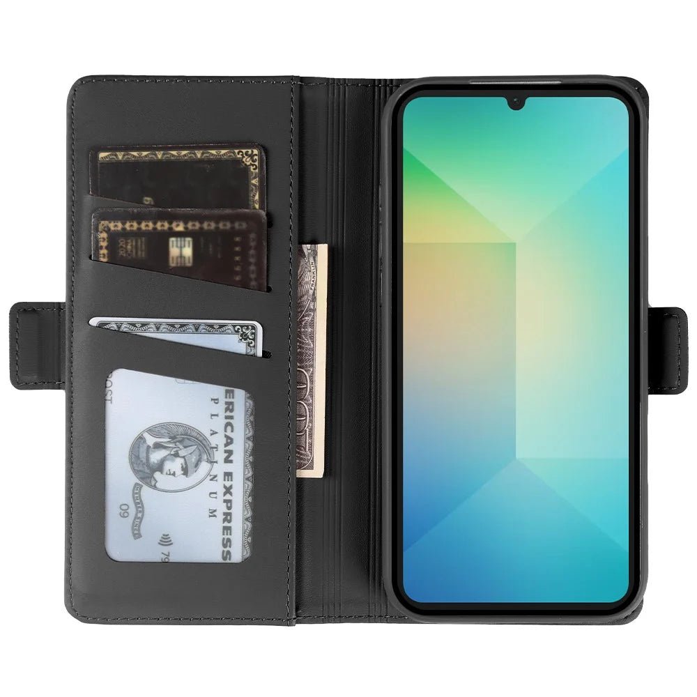 For Samsung Galaxy A06 5G Leather Case Wallet Stand TPU + PU Skin-touch Cover - Black - 2