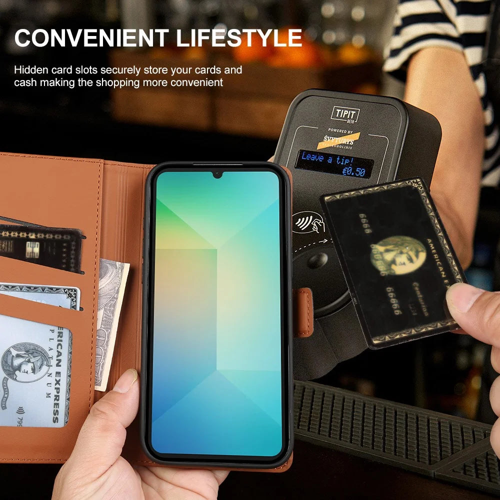 For Samsung Galaxy A06 5G Leather Case Wallet Stand TPU + PU Skin-touch Cover - Black - 4