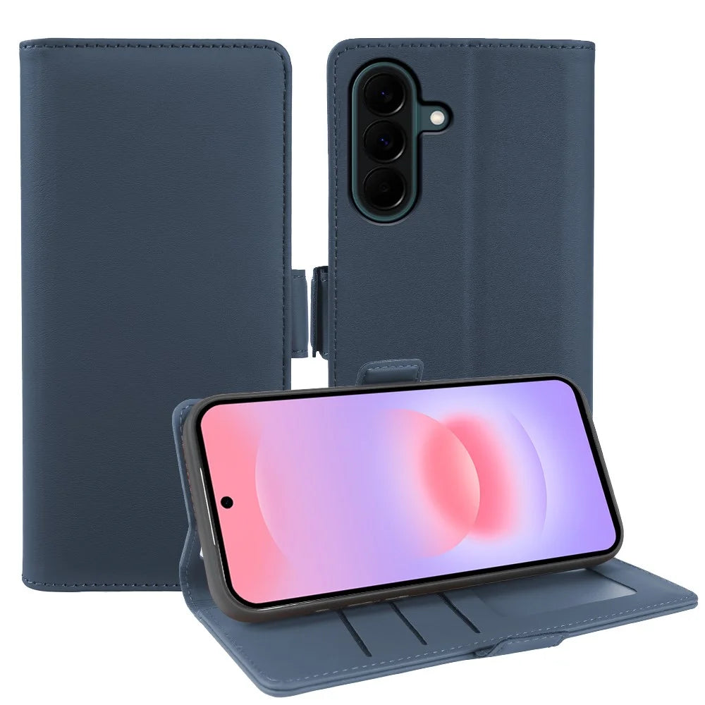 For Samsung Galaxy A37 5G Leather Case Wallet Stand TPU + PU Skin-touch Cover - Blue - 1
