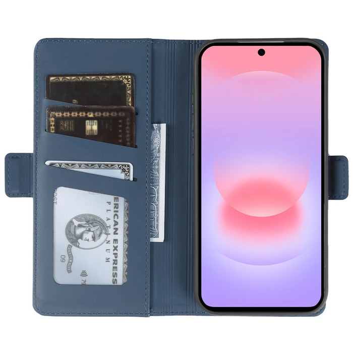 For Samsung Galaxy A37 5G Leather Case Wallet Stand TPU + PU Skin-touch Cover - Blue - 2