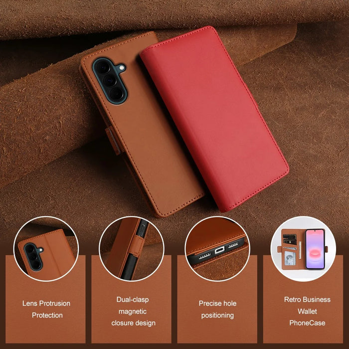 For Samsung Galaxy A37 5G Leather Case Wallet Stand TPU + PU Skin-touch Cover - Blue - 6