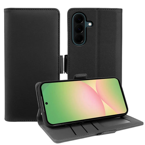 For Samsung Galaxy A57 5G Leather Case Wallet Stand TPU + PU Skin-touch Cover - Black - 1