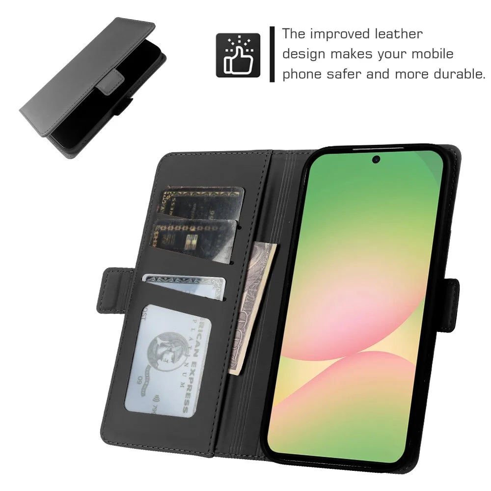 For Samsung Galaxy A57 5G Leather Case Wallet Stand TPU + PU Skin-touch Cover - Black - 3