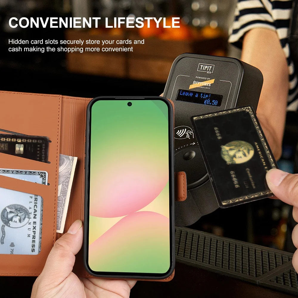 For Samsung Galaxy A57 5G Leather Case Wallet Stand TPU + PU Skin-touch Cover - Black - 5