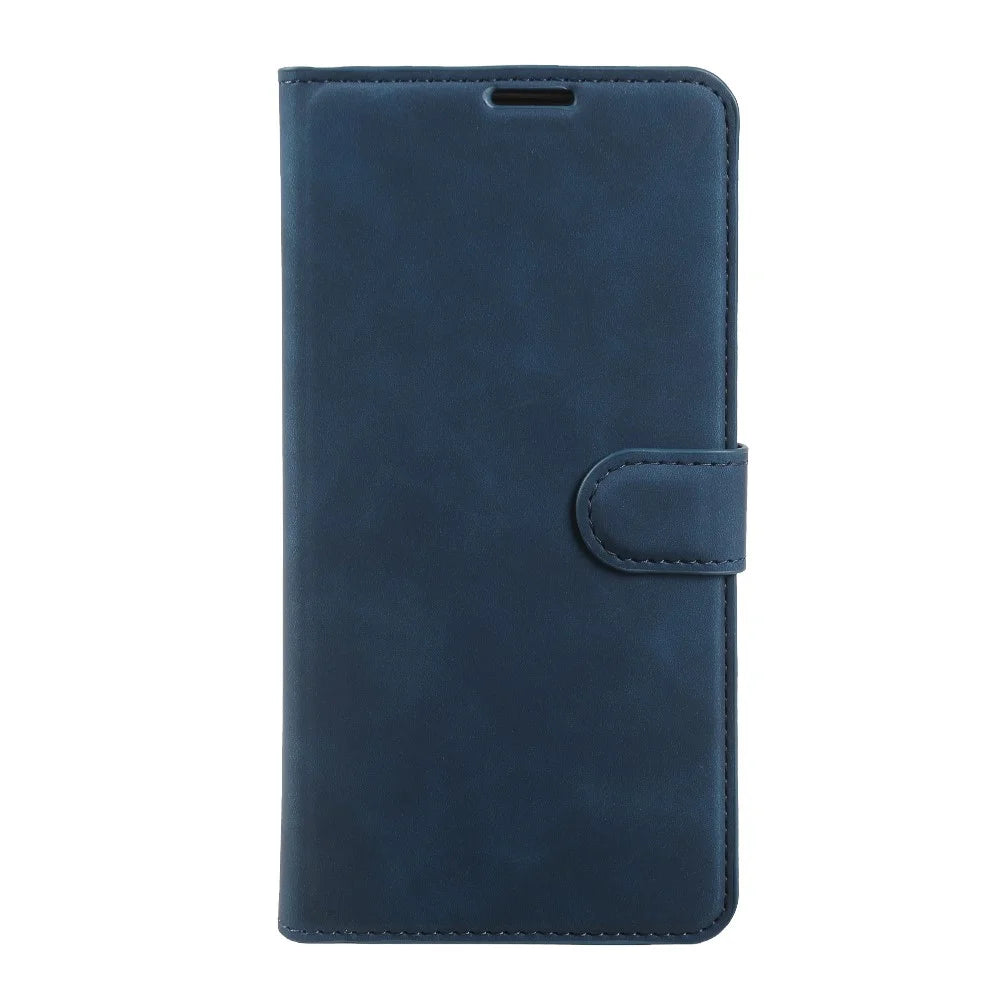 For iPhone 17 Wallet Stand Case Card Slots Skin-feel TPU + PU Leather Flip Cover - Blue - 7