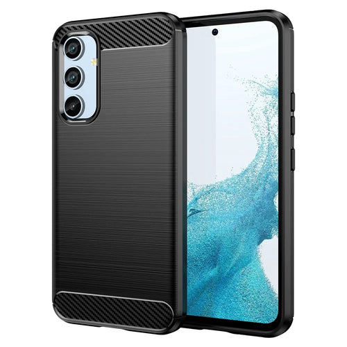 For Samsung Galaxy A54 5G Carbon Fiber Texture Bump Proof TPU Protective Phone Cover Brushed Mobile Phone Case - Black - 1