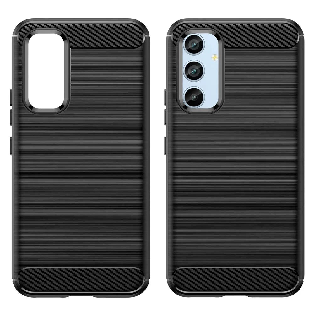 For Samsung Galaxy A54 5G Carbon Fiber Texture Bump Proof TPU Protective Phone Cover Brushed Mobile Phone Case - Black - 2