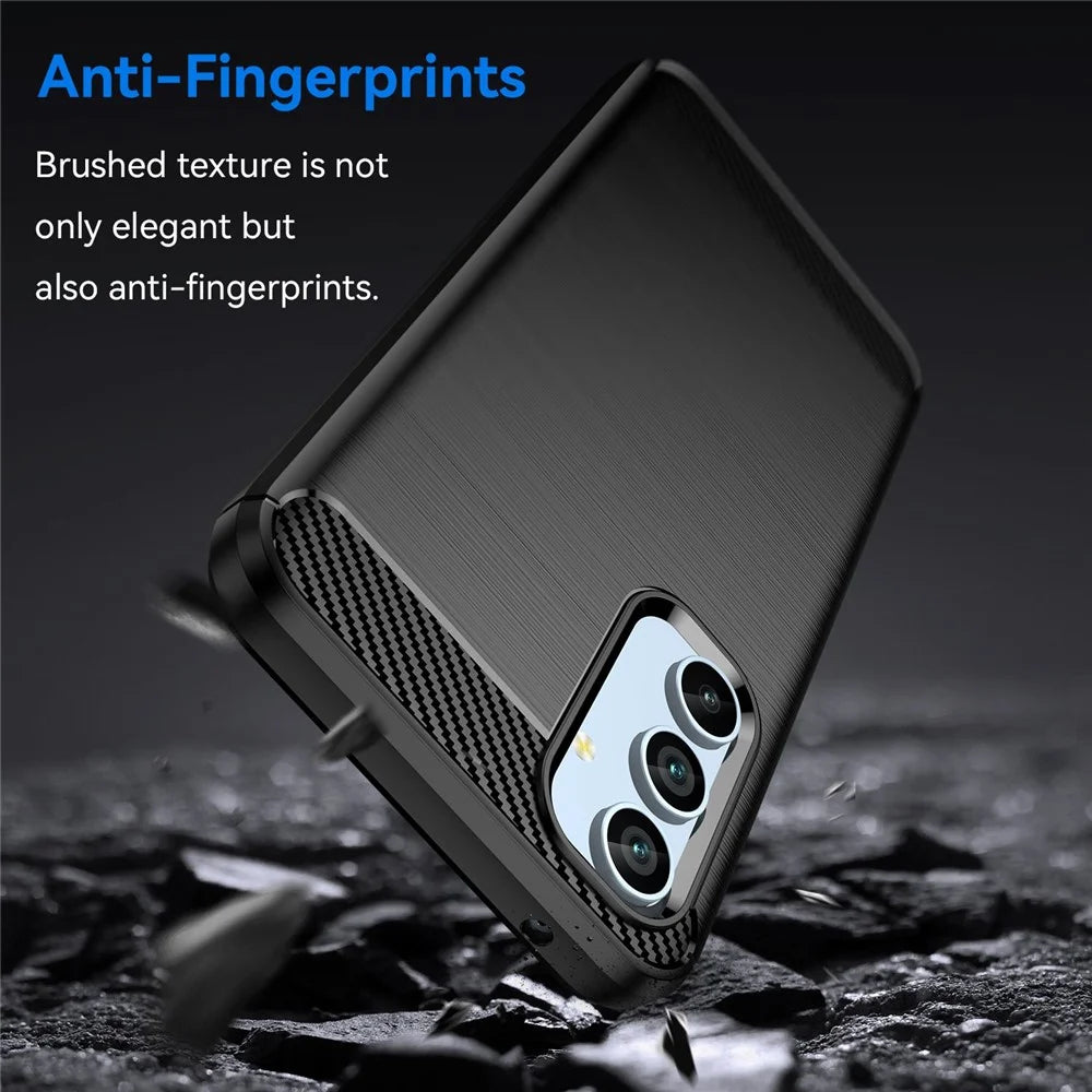 For Samsung Galaxy A54 5G Carbon Fiber Texture Bump Proof TPU Protective Phone Cover Brushed Mobile Phone Case - Black - 3
