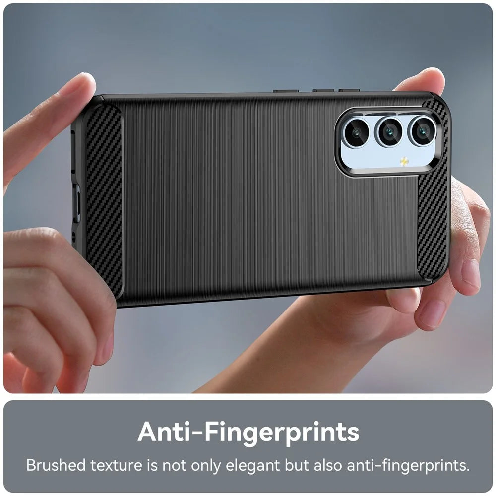 For Samsung Galaxy A54 5G Carbon Fiber Texture Bump Proof TPU Protective Phone Cover Brushed Mobile Phone Case - Black - 5