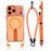 For iPhone 18 Pro / 17 Pro Magnetic Case Kickstand PC TPU Phone Cover with 30cm Short Strap / 120cm Long Strap - Orange - 1