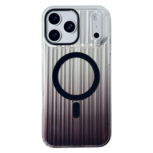 For iPhone 17 Pro Magnetic Case Gradient Stripe TPU PC Shockproof Cover Compatible with Magsafe - Black - 1
