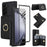 For Samsung Galaxy Z Fold5 5G Wallet Case Ring Holder PC PU Flip Phone Cover with HD Screen Protector - Black - 1