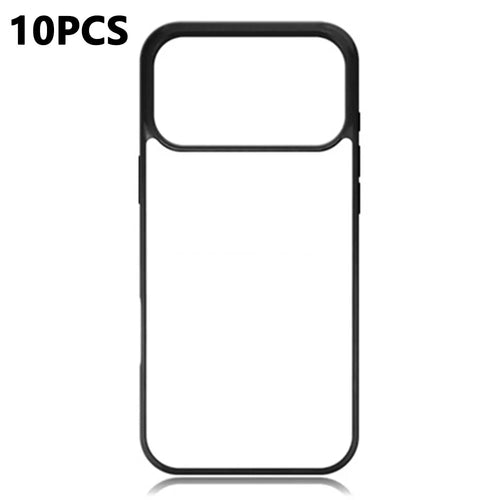 10Pcs for iPhone 17 Pro Case TPU PC Magnetic Ring DIY Blank Sublimation Phone Cover with Film Sheet - Black - 1