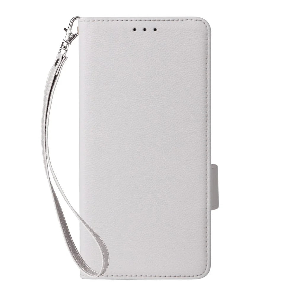 For Nothing Phone (4a) Pro Case Litchi Texture Wallet Leather Phone Cover with Wrist Strap - White - 7