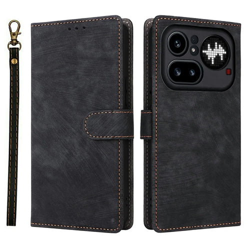 For Nothing Phone (4a) Pro Case Wallet RFID Blocking PU Leather Phone Cover Stand with Strap - Black - 1