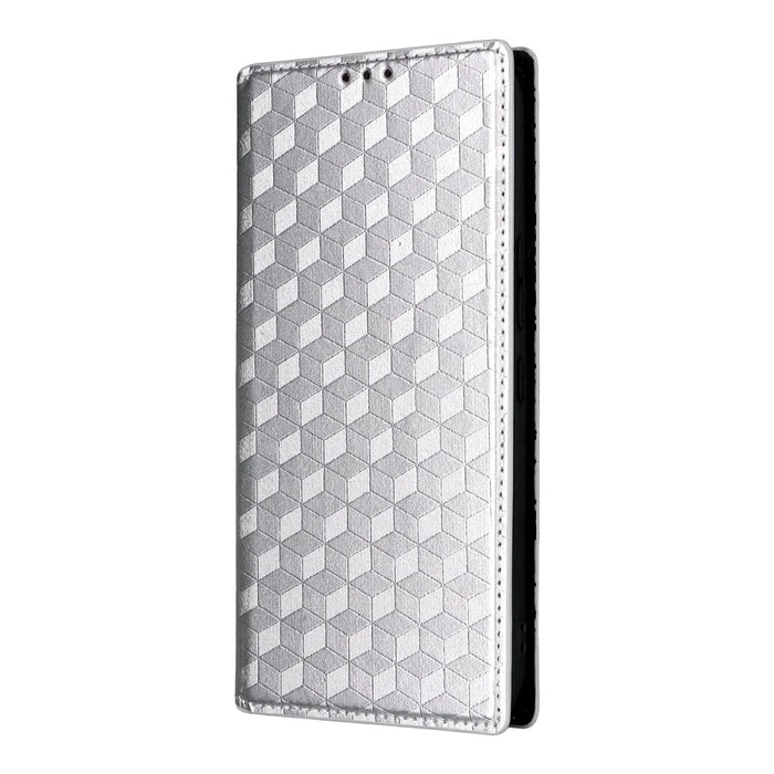For Nothing Phone (4a) Pro Case Wallet Rhombus Imprinted PU Leather Phone Cover - Silver - 6