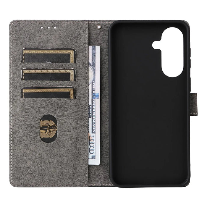 For Samsung Galaxy A37 5G Case Wallet RFID Blocking PU Leather Phone Cover Stand with Strap - Black - 3