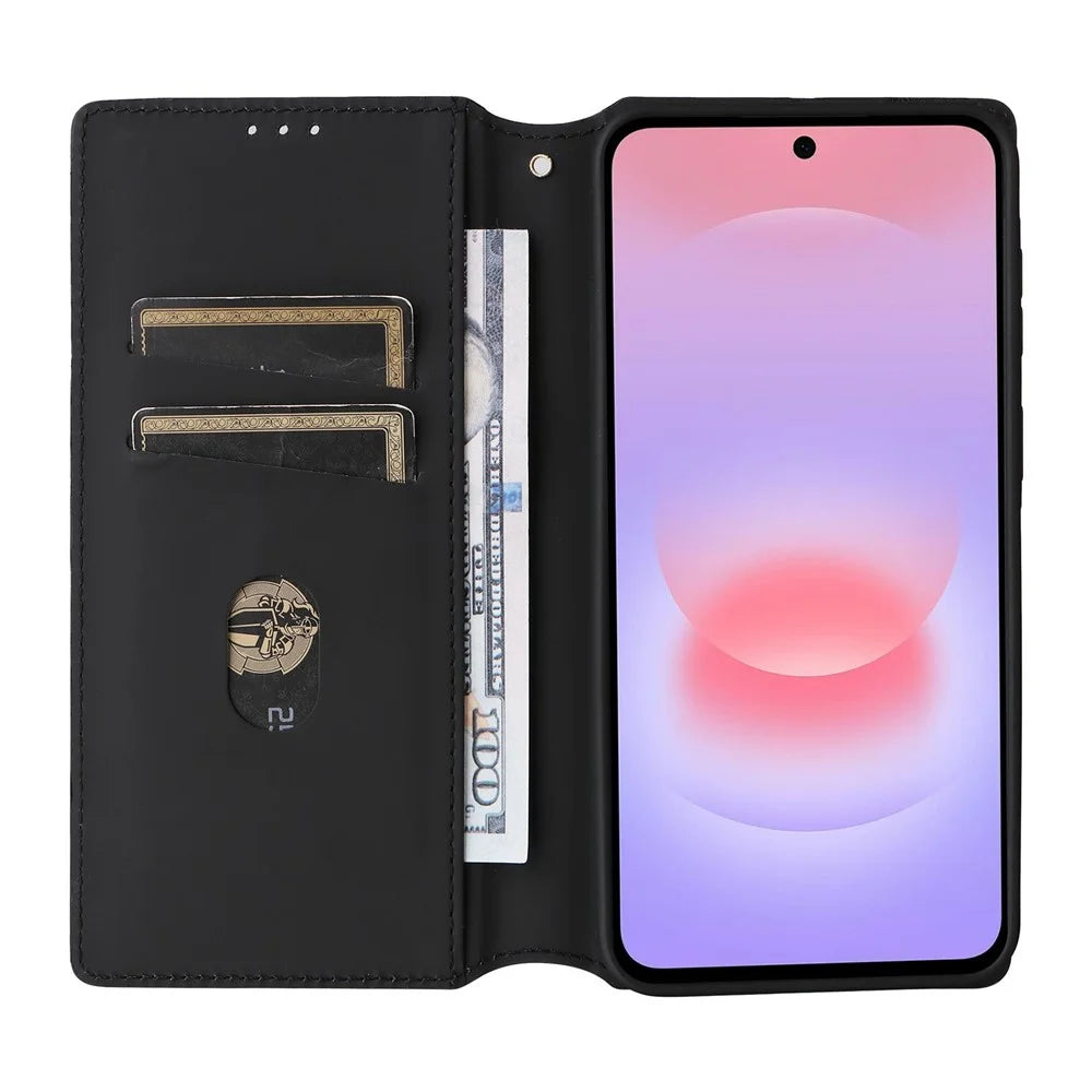 For Samsung Galaxy A37 5G Case Wallet Rhombus Imprinted PU Leather Phone Cover - Silver - 2