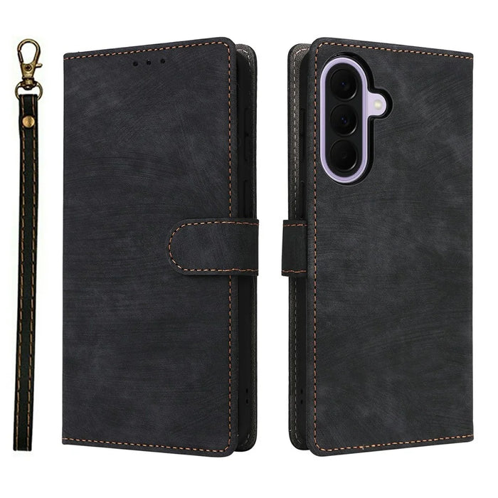 For Samsung Galaxy A57 5G Case Wallet RFID Blocking PU Leather Phone Cover Stand with Strap - Black - 1