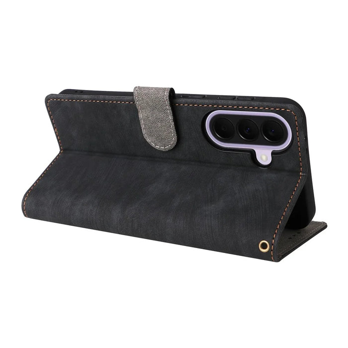 For Samsung Galaxy A57 5G Case Wallet RFID Blocking PU Leather Phone Cover Stand with Strap - Black - 5