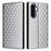For Samsung Galaxy A57 5G Case Wallet Rhombus Imprinted PU Leather Phone Cover - Silver - 1
