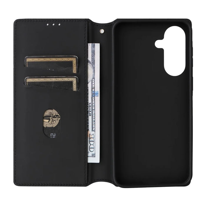 For Samsung Galaxy A57 5G Case Wallet Rhombus Imprinted PU Leather Phone Cover - Silver - 3
