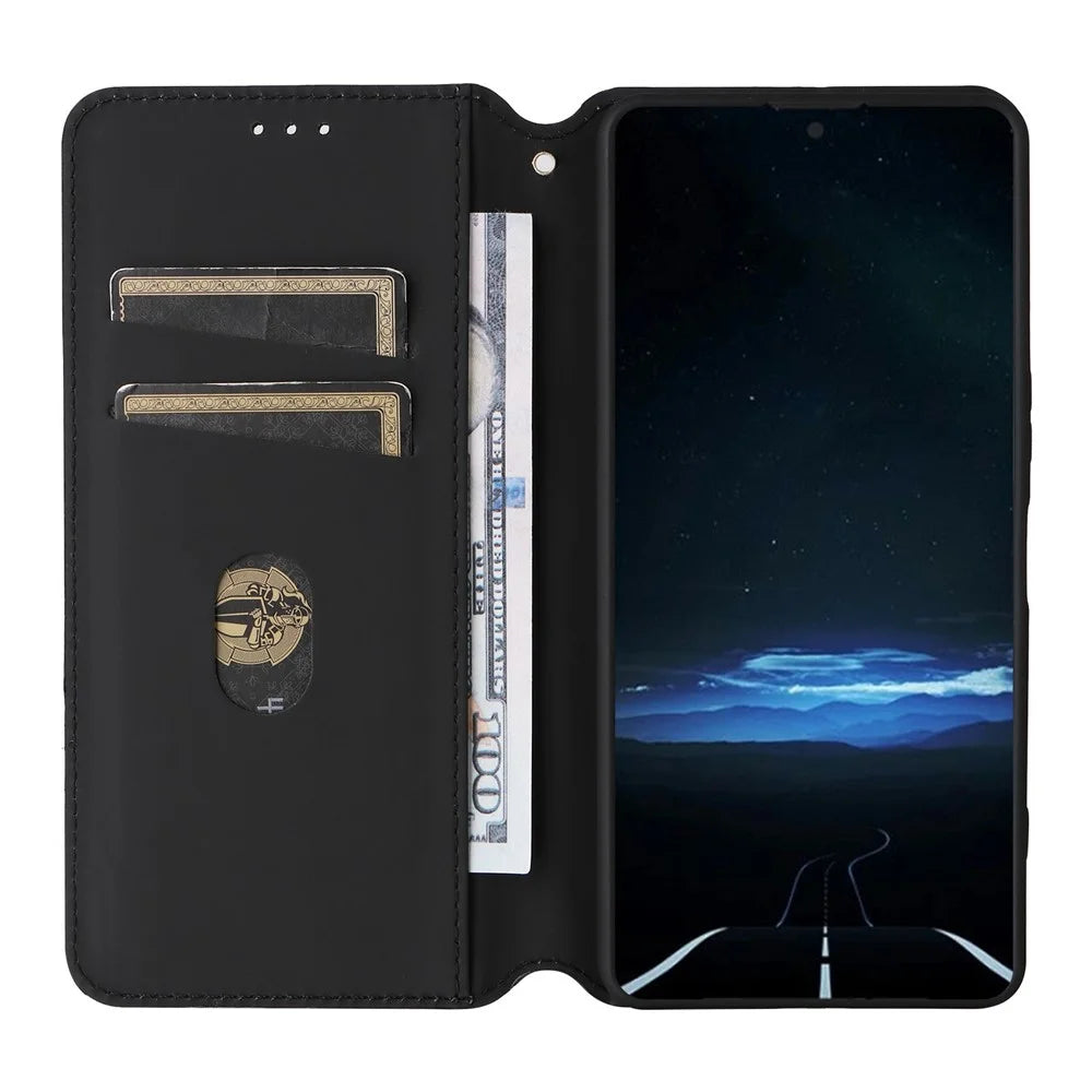 For Sony Xperia 1 VIII Case Wallet Rhombus Imprinted PU Leather Phone Cover - Silver - 2