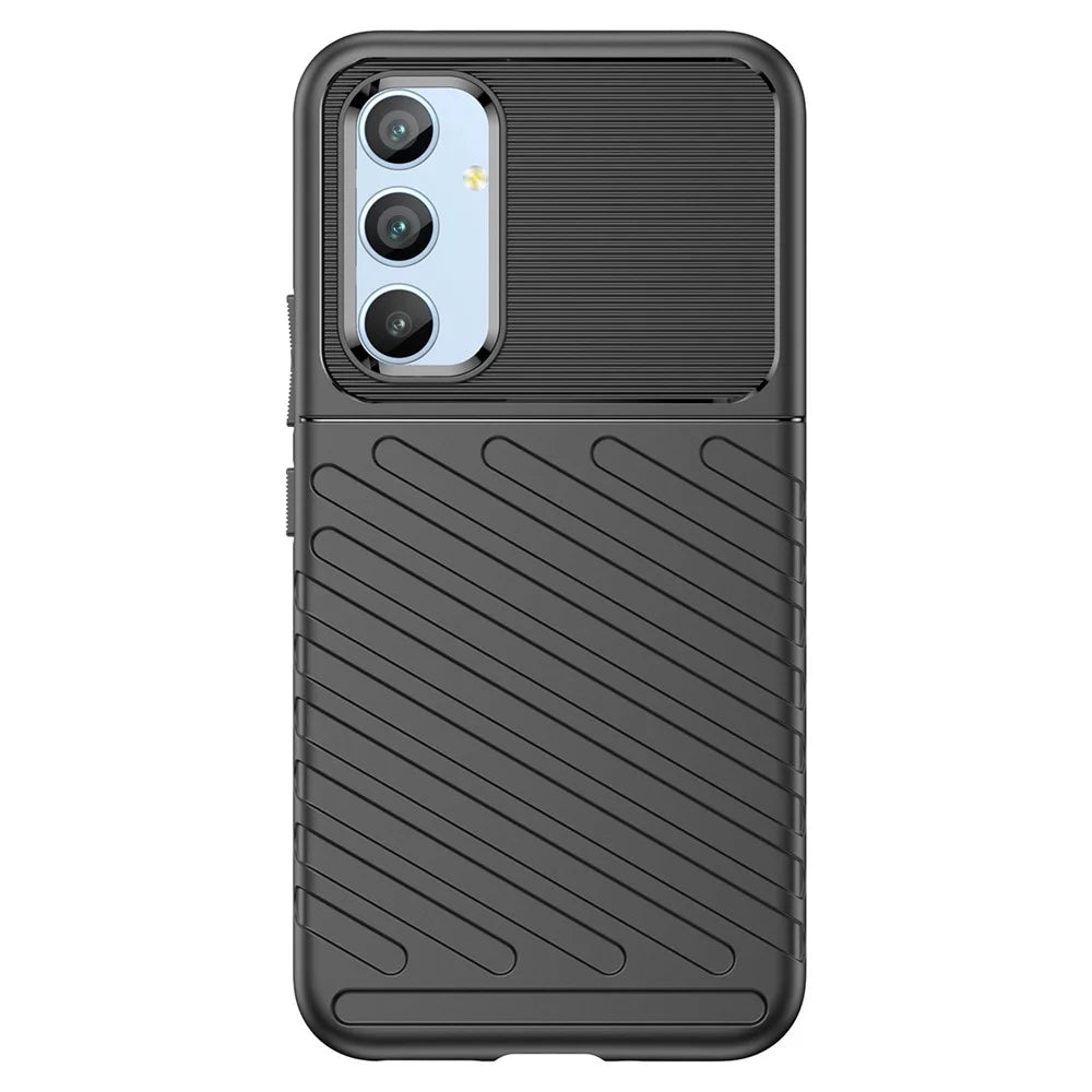 For Samsung Galaxy A54 5G Thunder Series Shockproof Thickened TPU Phone Case Twill Texture Anti-Slip Phone Cover - Black - 2