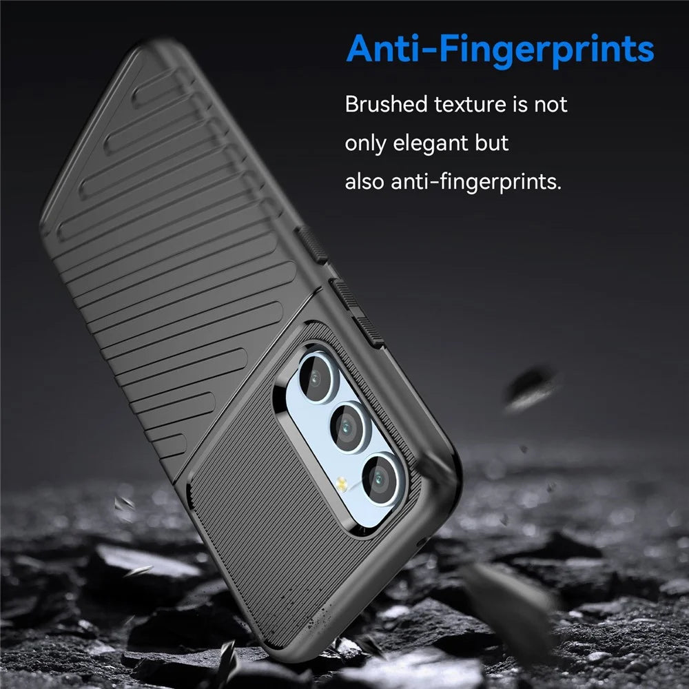 For Samsung Galaxy A54 5G Thunder Series Shockproof Thickened TPU Phone Case Twill Texture Anti-Slip Phone Cover - Black - 3