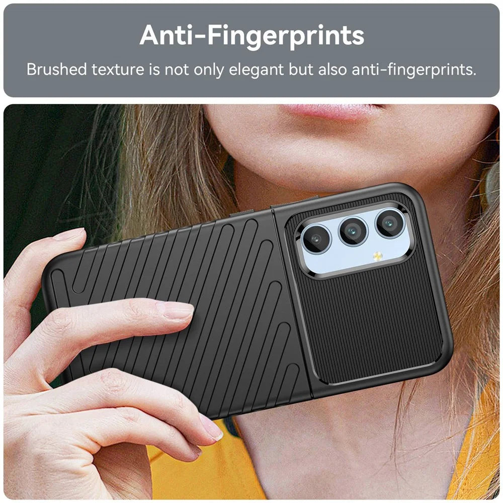 For Samsung Galaxy A54 5G Thunder Series Shockproof Thickened TPU Phone Case Twill Texture Anti-Slip Phone Cover - Black - 5