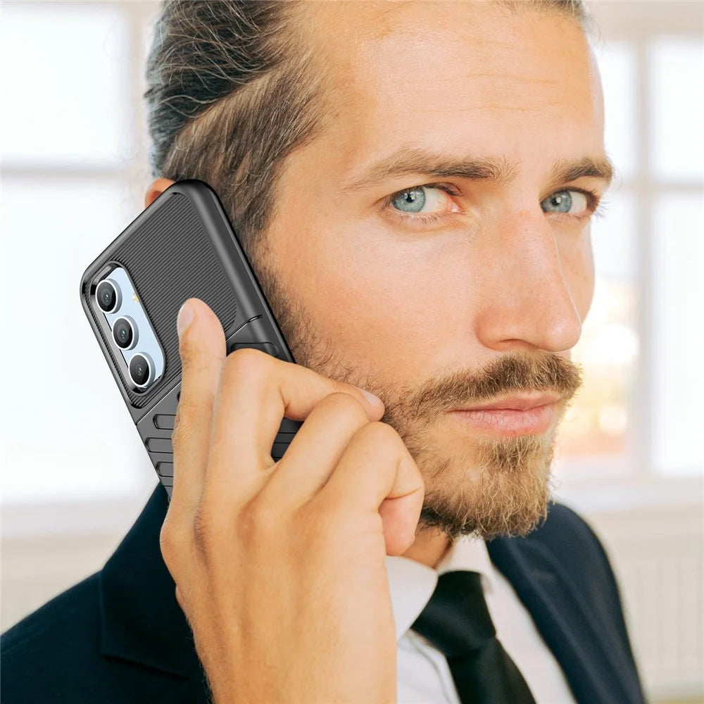 For Samsung Galaxy A54 5G Thunder Series Shockproof Thickened TPU Phone Case Twill Texture Anti-Slip Phone Cover - Black - 7