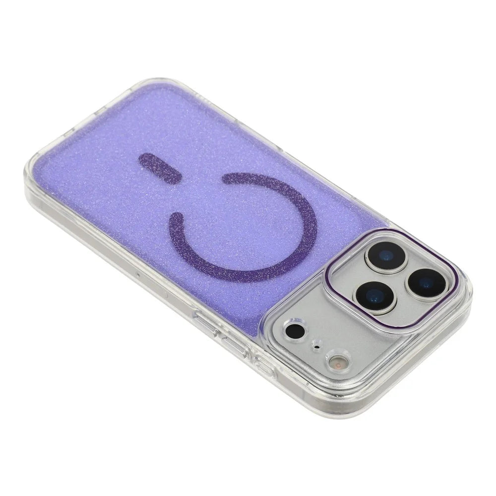 For iPhone 18 Pro Max / 17 Pro Max Magnetic Case Glitter Clear PC TPU Protective Cover - Purple - 5
