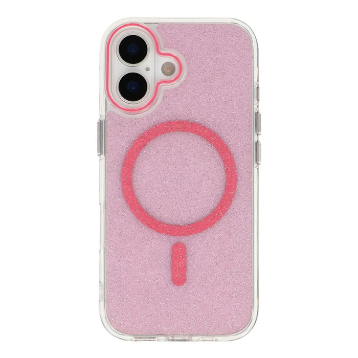 For iPhone 17 Magnetic Case Glitter Clear PC TPU Protective Cover - Rose - 2