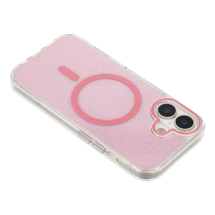 For iPhone 17 Magnetic Case Glitter Clear PC TPU Protective Cover - Rose - 5