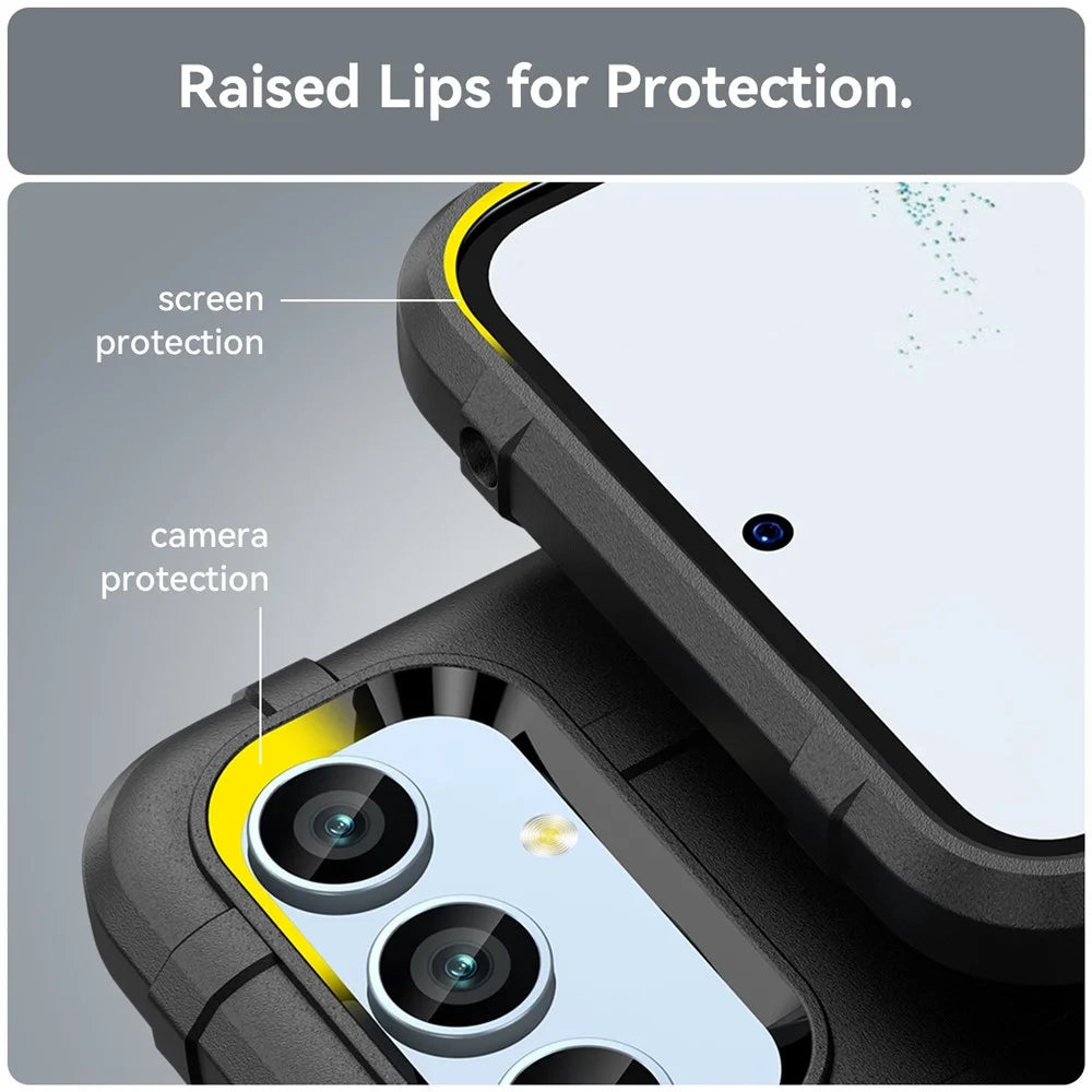 For Samsung Galaxy A54 5G Protective Phone Case Rugged Square Grid Texture TPU Cover - Black - 6