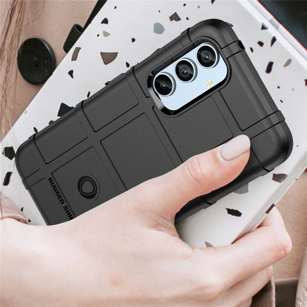 For Samsung Galaxy A54 5G Protective Phone Case Rugged Square Grid Texture TPU Cover - Black - 7