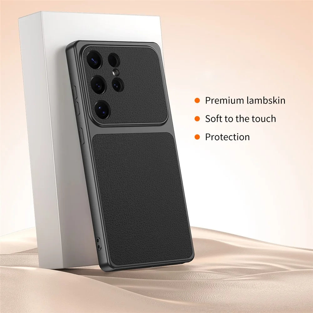 For Samsung Galaxy S26 Ultra Phone Case Lambskin Texture PC TPU PU Leather Shockproof Protective Cover - Black - 2
