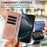 For iPhone 16 Wallet Case Embossed Mandala Pattern PU Leather + TPU Cover with Wrist Strap - Rose Gold - 7