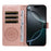 For iPhone 18 Pro Max / 17 Pro Max Wallet Case Embossed Mandala Pattern PU Leather + TPU Cover with Wrist Strap - Rose Gold - 6