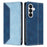 For Samsung Galaxy S26 Leather Case Skin Touch Color Splicing RFID Blocking Wallet Stand Phone Cover - Dark Blue / Blue - 1