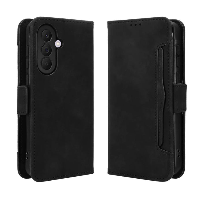 For Samsung Galaxy A57 5G Leather Case Phone Wallet Cover with Multiple Card Slots - Black - 1