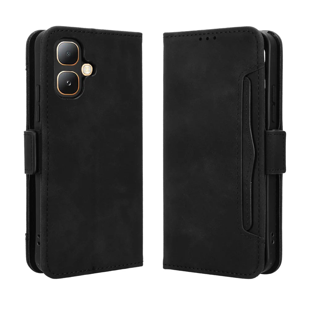 For Infinix Smart 20 4G Leather Case Phone Wallet Cover with Multiple Card Slots - Black - 1