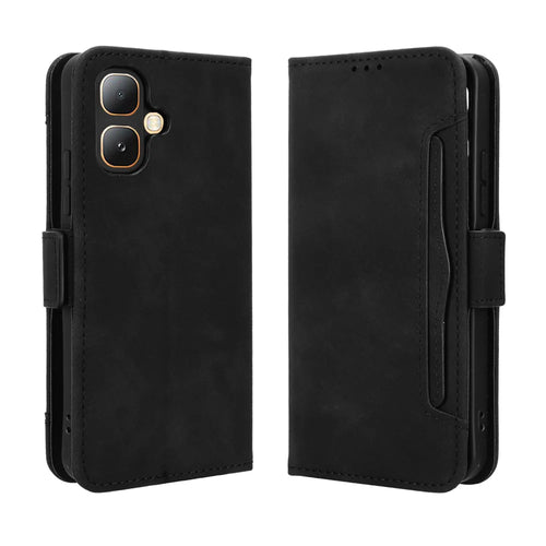 For Infinix Smart 20 4G Leather Case Phone Wallet Cover with Multiple Card Slots - Black - 1