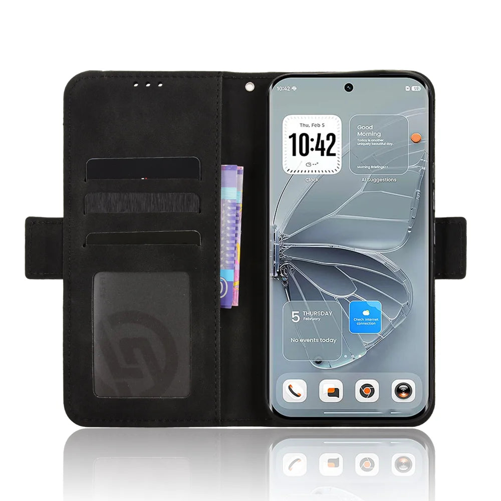 For TECNO Pova Curve 2 5G Leather Case Phone Wallet Cover with Multiple Card Slots - Black - 5