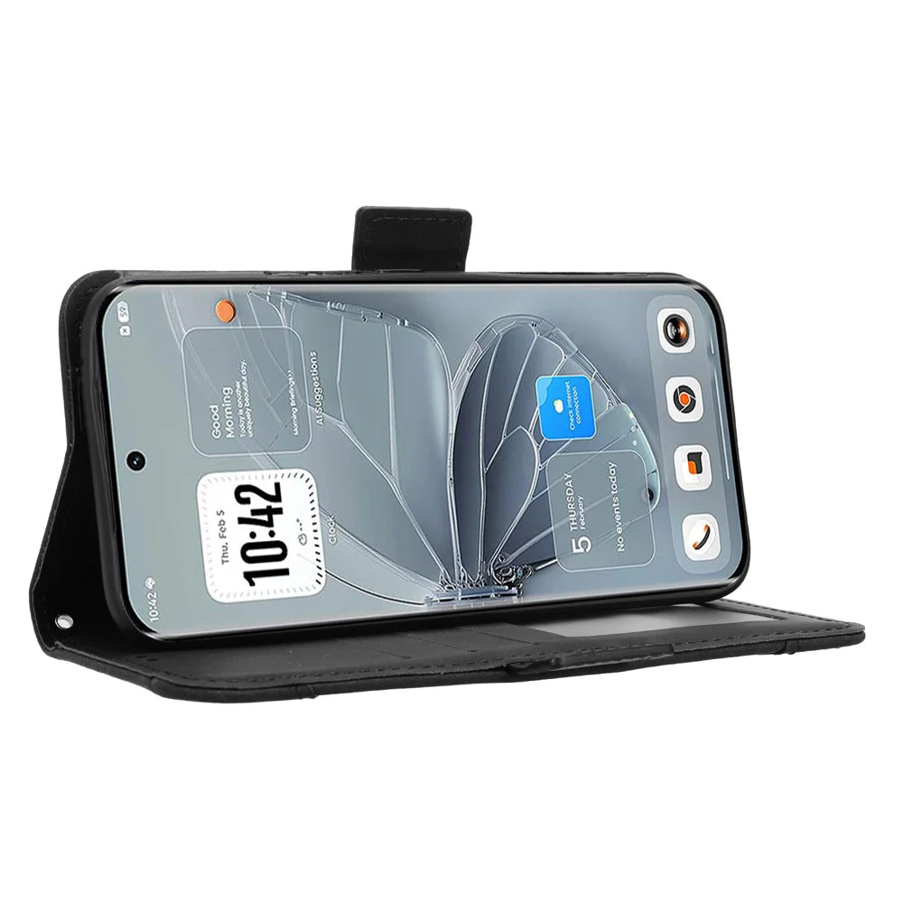 For TECNO Pova Curve 2 5G Leather Case Phone Wallet Cover with Multiple Card Slots - Black - 6