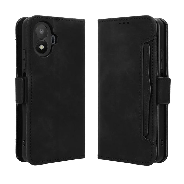 For TCL K70 SE 4G Leather Case Phone Wallet Cover with Multiple Card Slots - Black - 1