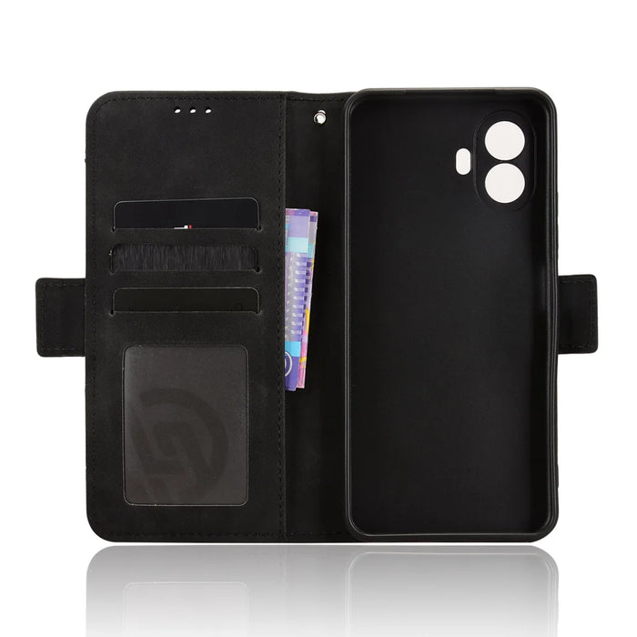 For TCL K70 SE 4G Leather Case Phone Wallet Cover with Multiple Card Slots - Black - 4